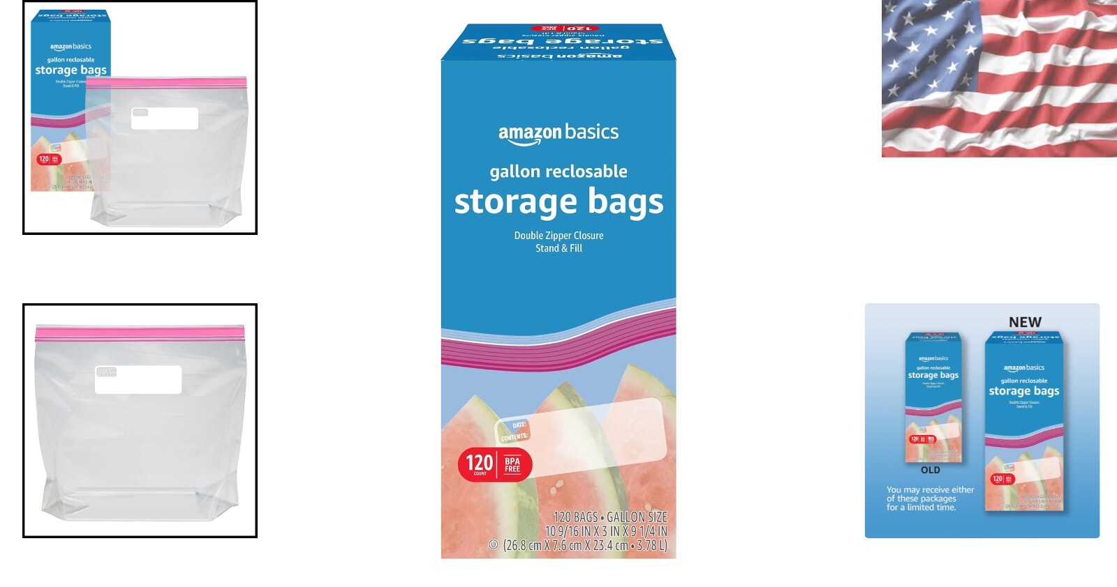 120 Count Gallon Food Storage Bags with Reclosable Double Zipper - BPA Free gallery