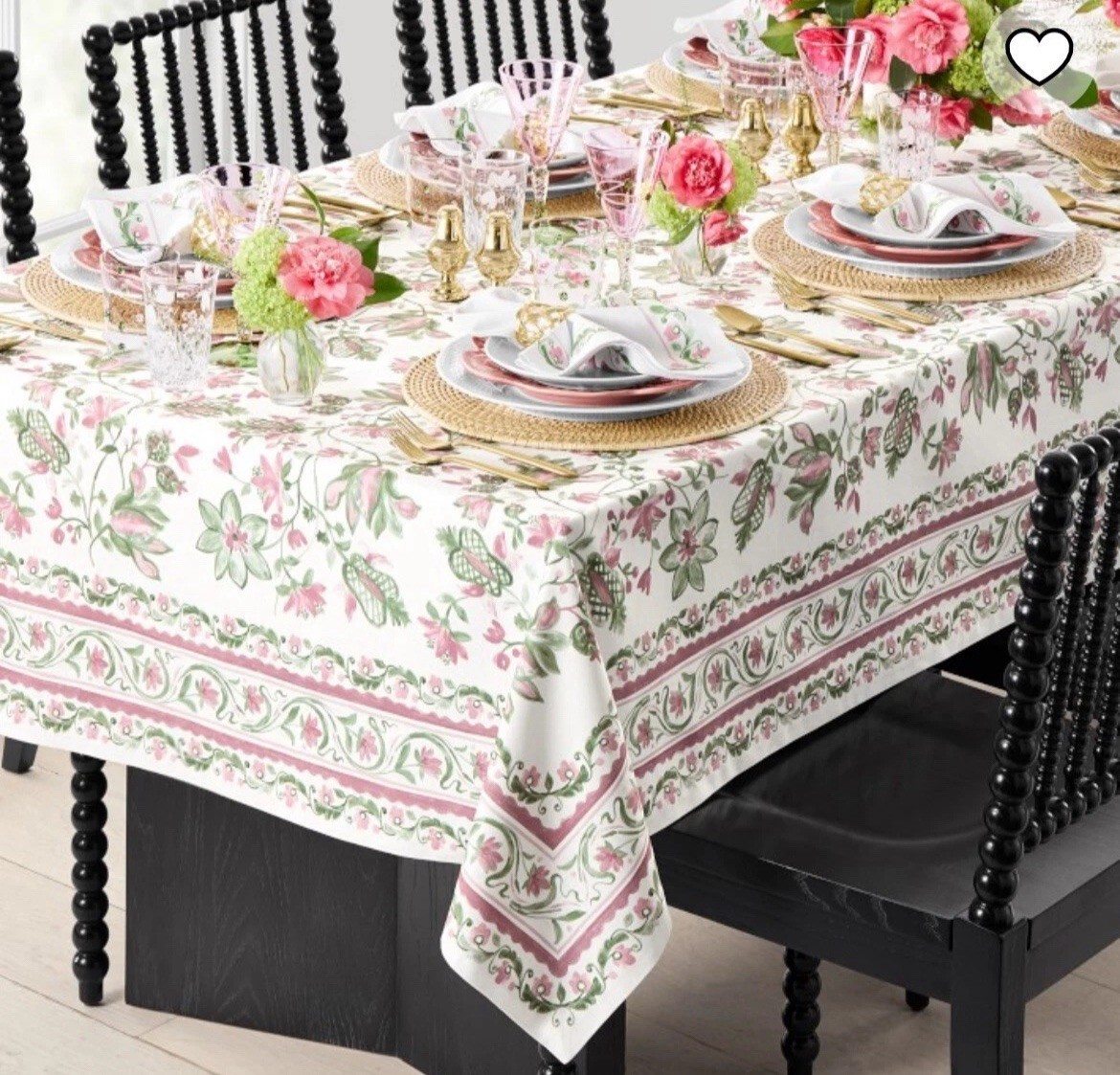 NEW Williams Sonoma PAINTED VINE Tablecloth 70" X 108" Pink Spring Summer gallery