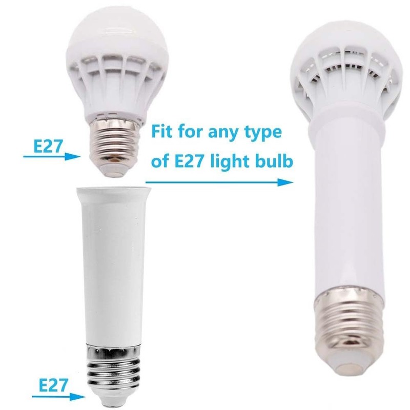E26 Socket Extender, Standard Medium Base, 4.72 inch Extension white gallery
