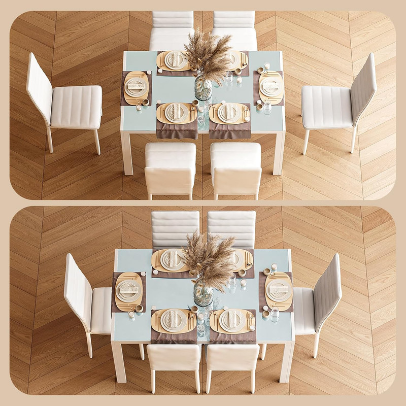 Bealife Kitchen Dining Table Set for 6, Tempered Glass 7 Piece Table and Chairs gallery