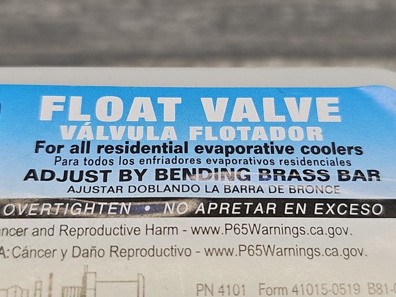 Dial Evaporative Cooler Float Valve for 1/4" Tubing Plastic & Brass (4101) [D5] gallery