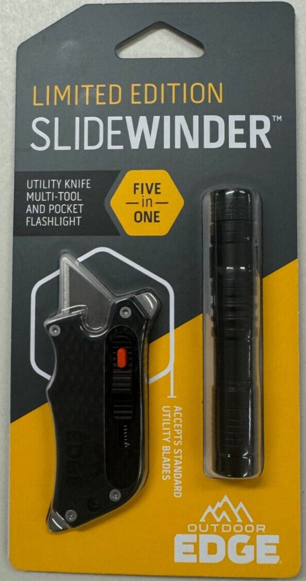 Outdoor Edge Black Slidewinder & Flashlight Razor Blade Multitool Utility Knife gallery