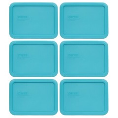 Pyrex 7210-PC Surf Blue Rectangular Food Storage Replacement Lid Cover (6-Pack)