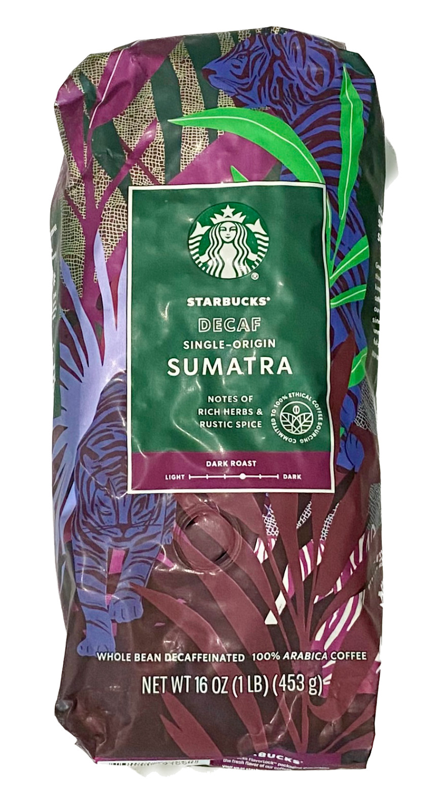 Starbucks Decaf Sumatra Single Origin Whole Bean Coffee 1lb / 16oz Bag gallery