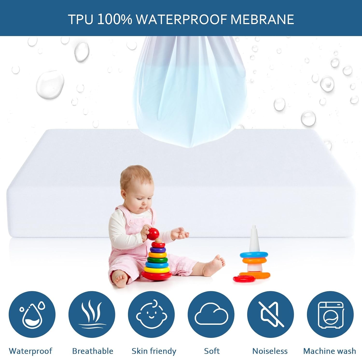 Moonsea Queen Size Mattress Protector Waterproof,Mattress Cover Protector, Smoot gallery