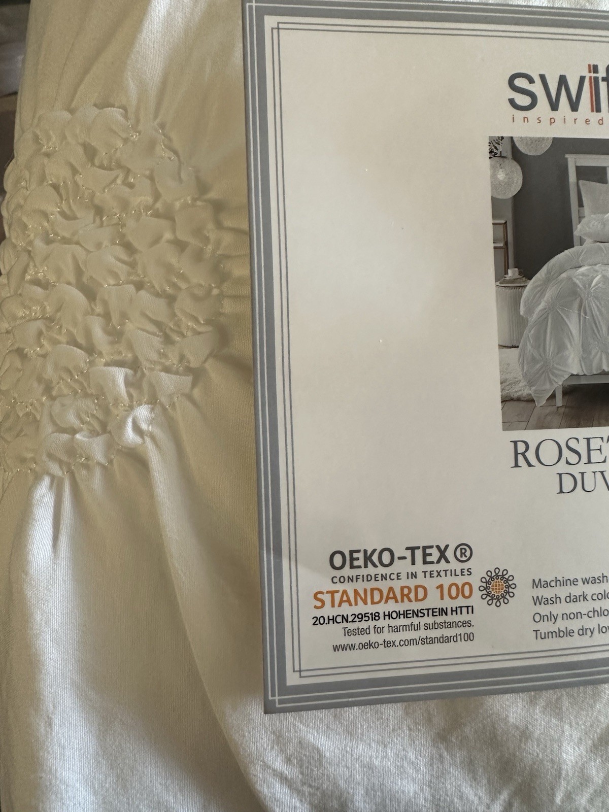Swift Home Ruched Pintuck Rosette Duvet Set Twin XL 68X90"+1 Sham White gallery