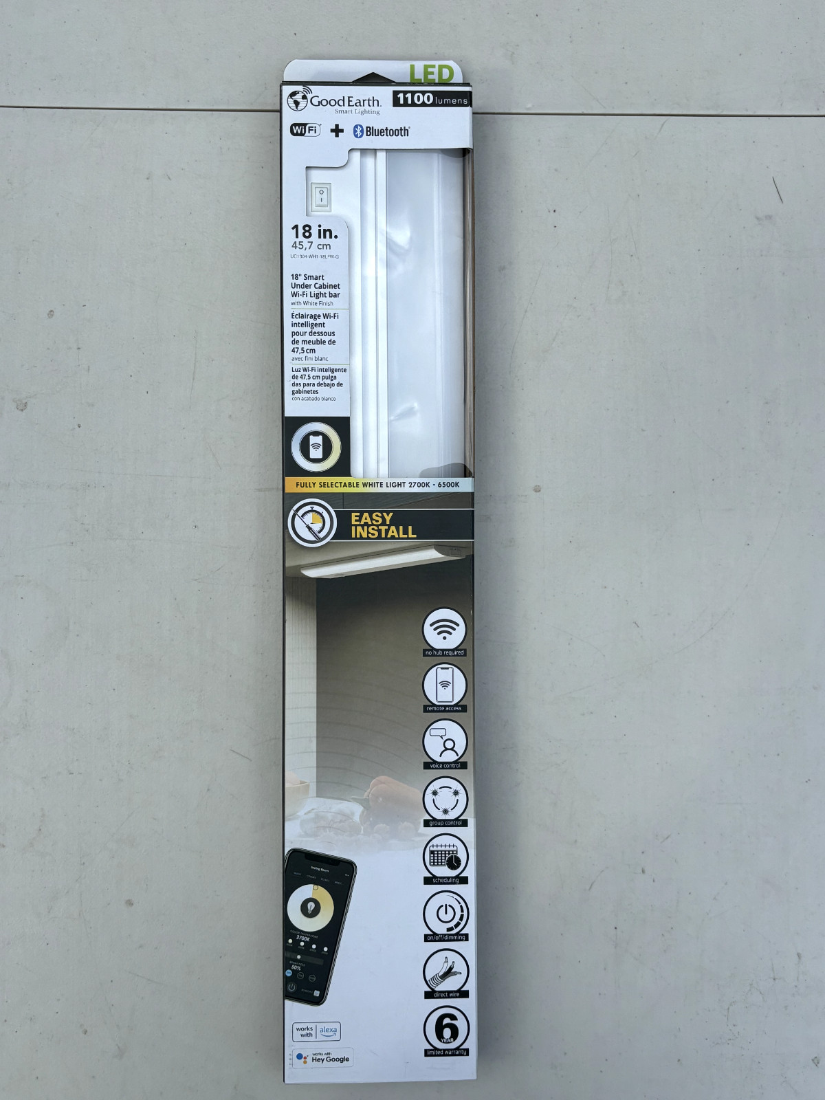 Good Earth 5-Select Color Temp 18-in Smart Hardwired LED Under Cabinet Light gallery