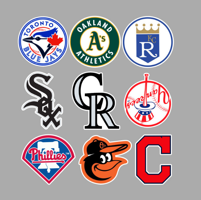 30 Pcs Stickers MLB All 30 Teams LOGO Baseball Luggage Laptop Skateboard Car gallery