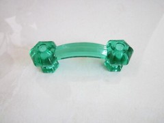 2 EMERALD GREEN GLASS CABINET PULLS DRAWER HANDLES VINTAGE STYLE