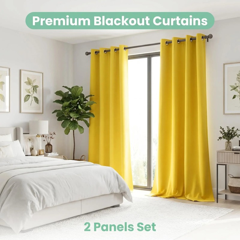2-Panel 52"X84" Solid Full Blackout Grommet Curtains for Ultimate Light Control gallery