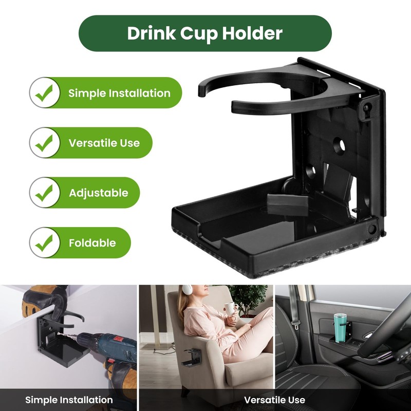 2 Pack Adjustable Folding Cup Holder Car Wall Mount Drink Bottle Holder Screw gallery
