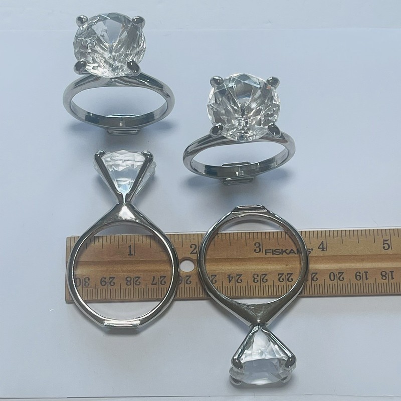 Napkin Bling Ring Holder Set 4pc Silver Tone Clear Stone Engagement Wedding READ gallery
