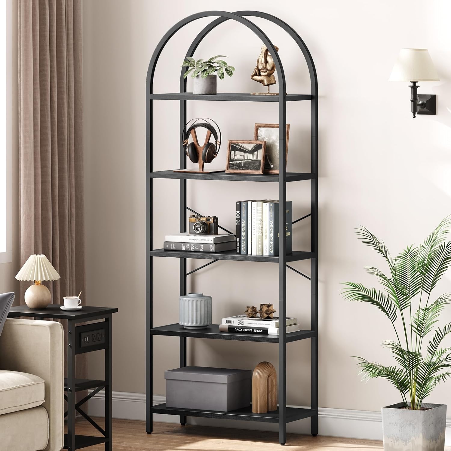 Arched 5-Tier Bookshelf, 71" Tall Display Rack, Freestanding for Living Room gallery