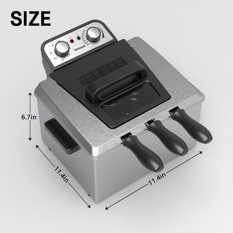 5 Liters Large Electric Deep Fryer with 3 Frying Baskets for Kitchen, Fry Fish gallery