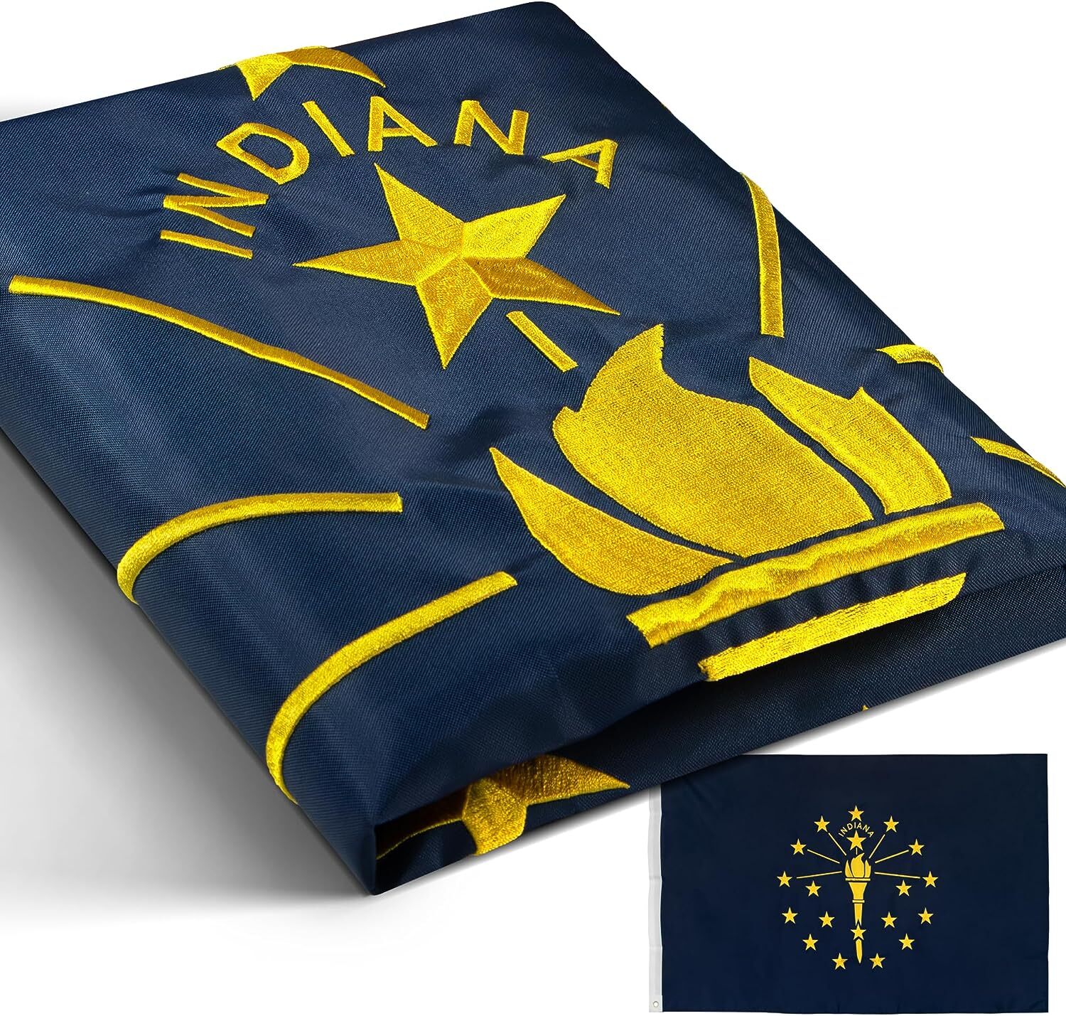 Anley EverStrong 3x5 Ft Embroidered Indiana State Flag - Nylon Indiana IN Flags gallery