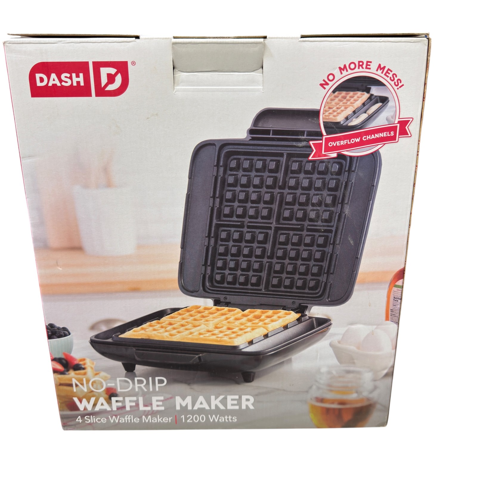 Dash No-Drip Waffle Maker DNMWM400GT Black 4 Slice Non-Stick Overflow Channels gallery