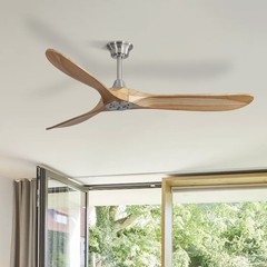 No Light+60in+Nickel,Ceiling Fan,3 Solid Wood Blades and Remote Control,6 Speeds