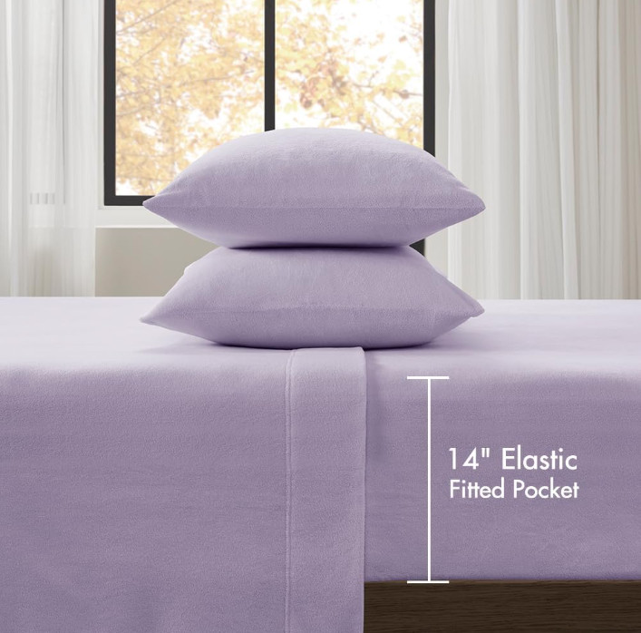 True North Full Sheet Set Soft Fleece Deep Pocket Lavender Plush gallery