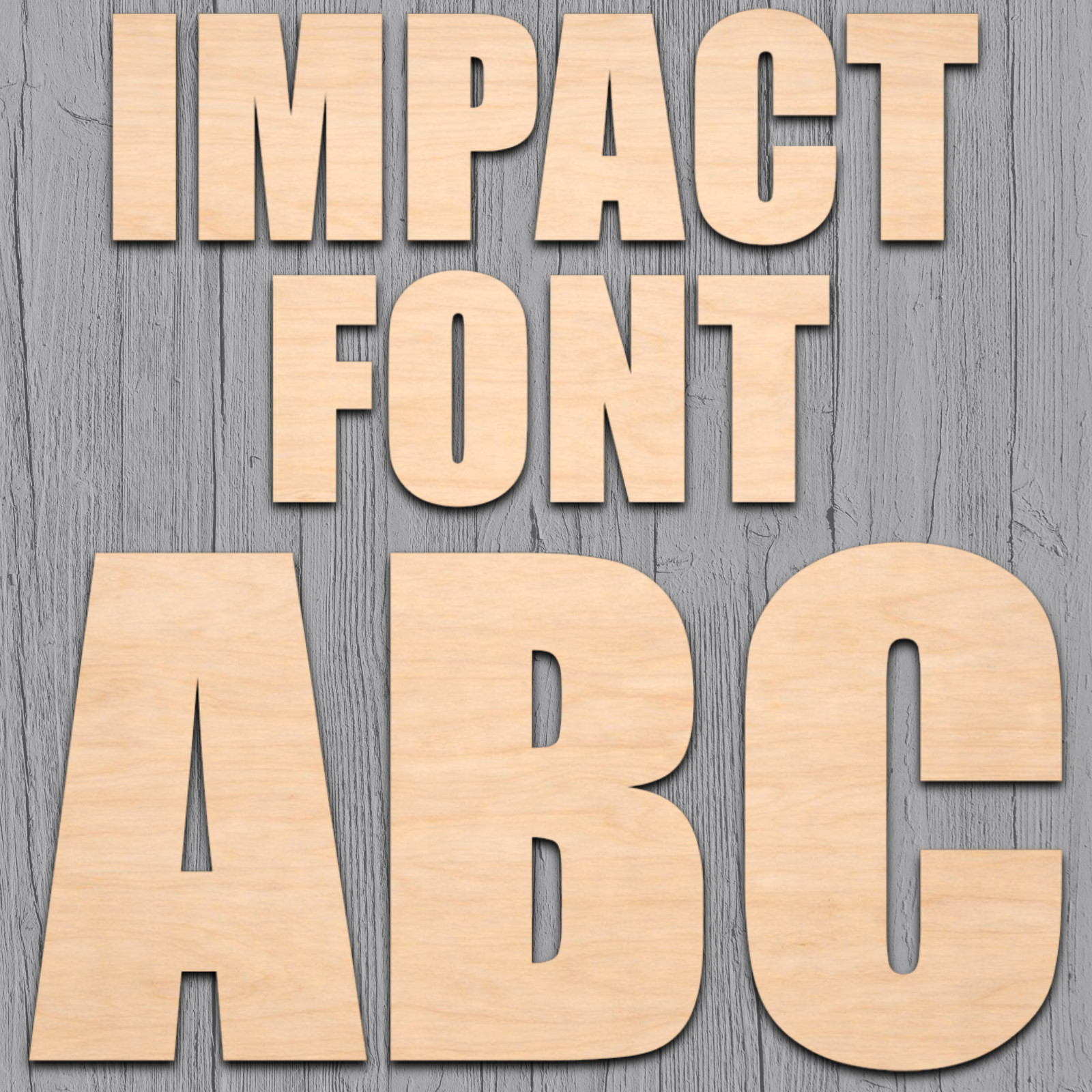 Impact Font Wood Letters Numbers Cutout Unfinished Laser Cut 3mm Craft Up To 14" gallery