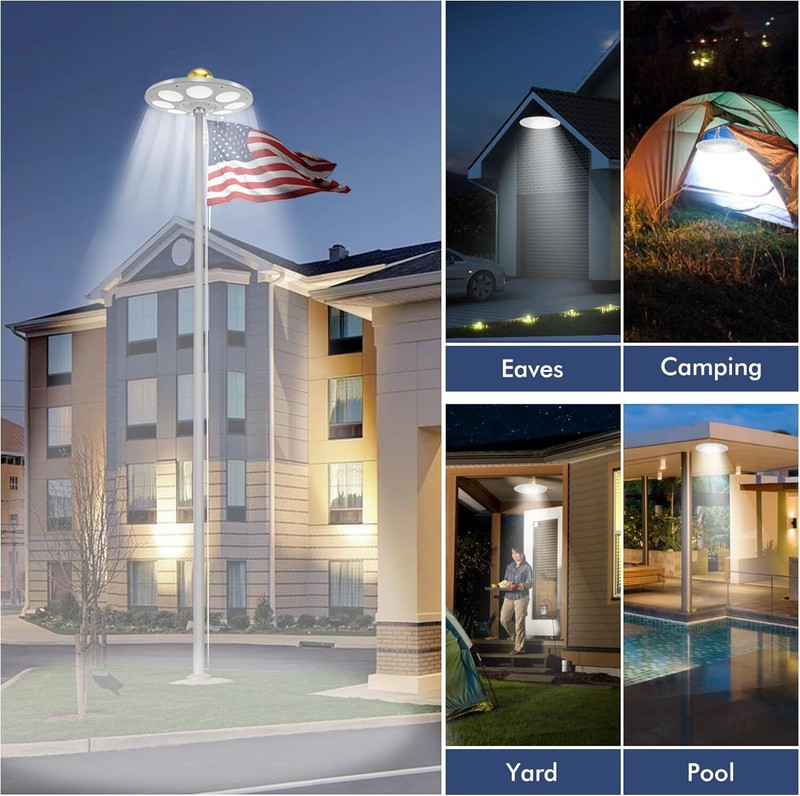 Flagpole Light Solar Power Waterproof Flag Pole Light 136 LED for 15-25 Ft Poles gallery