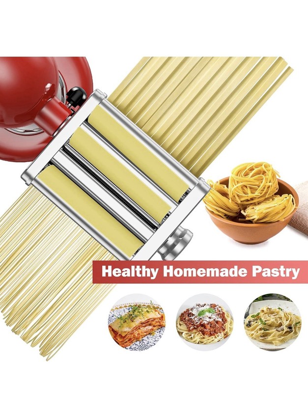 3-in-1 Pasta Attachment for KitchenAid Stand Mixer - Stainless Steel Pasta Maker gallery