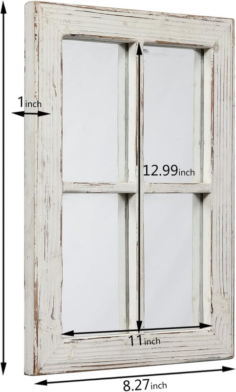Rustic Small Window Pane Mirror Wall Decor 11 x 16 inches Hanging Style 1 gallery