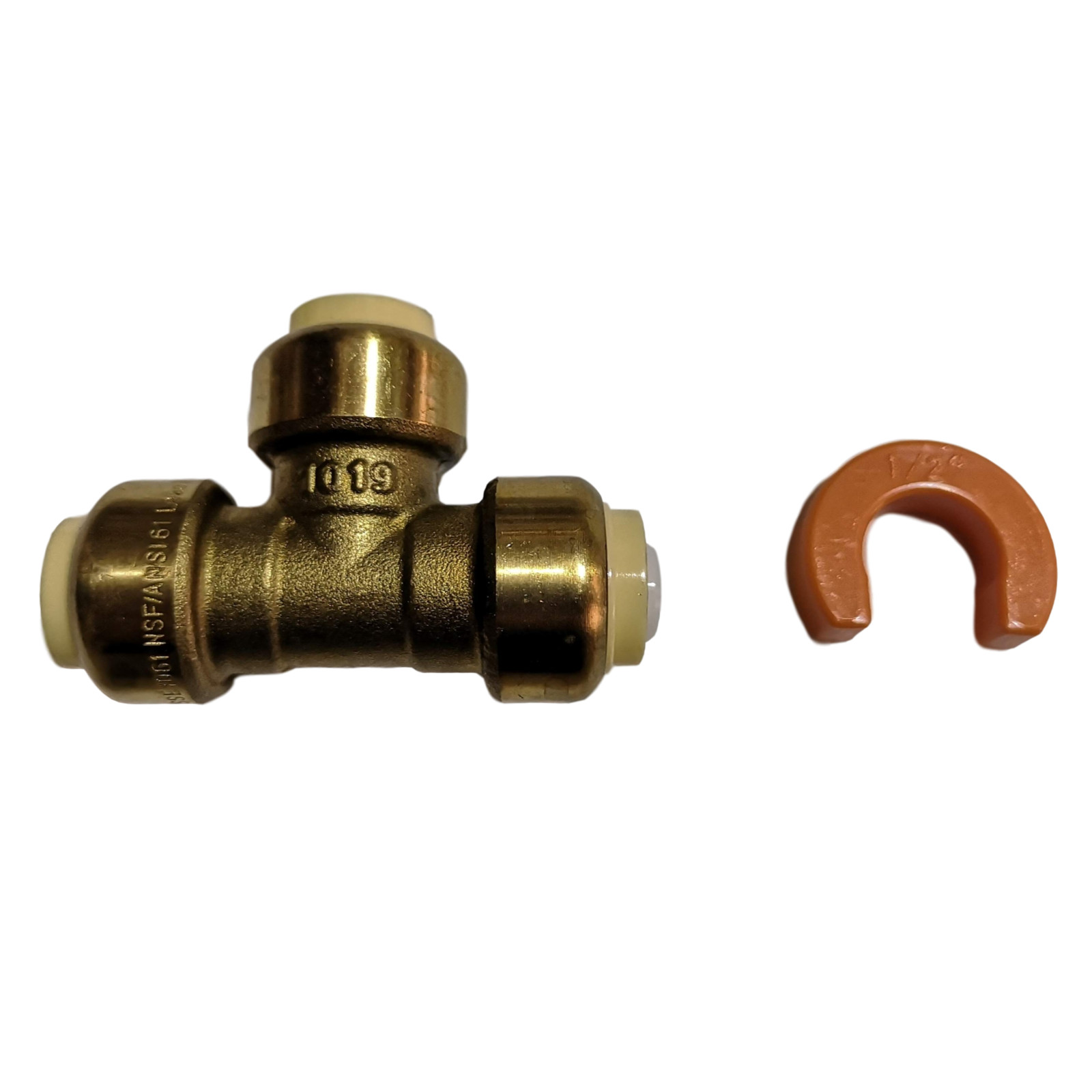 2) 1/2" Push-Fit Tee w. 1 Free Removing Clip, Lead Free Brass gallery