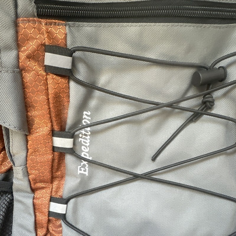 Moke Outdoor Expedition Hiking Backpack Gray Orange Reflective Strips 5