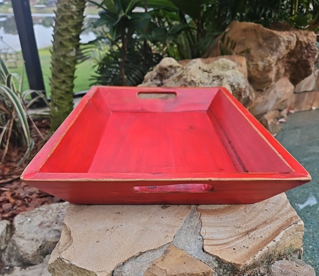 Rustic Red Solid Wood Serving Tray 19x13 inches gallery