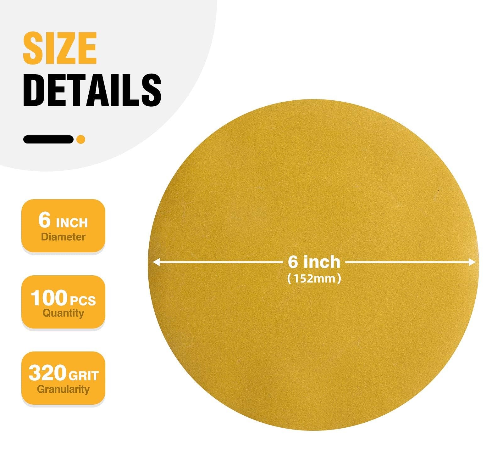 100 PCS PSA Sanding Discs 6 Inch 320 Grit Adhesive Backed Sandpaper Roll Stic... gallery