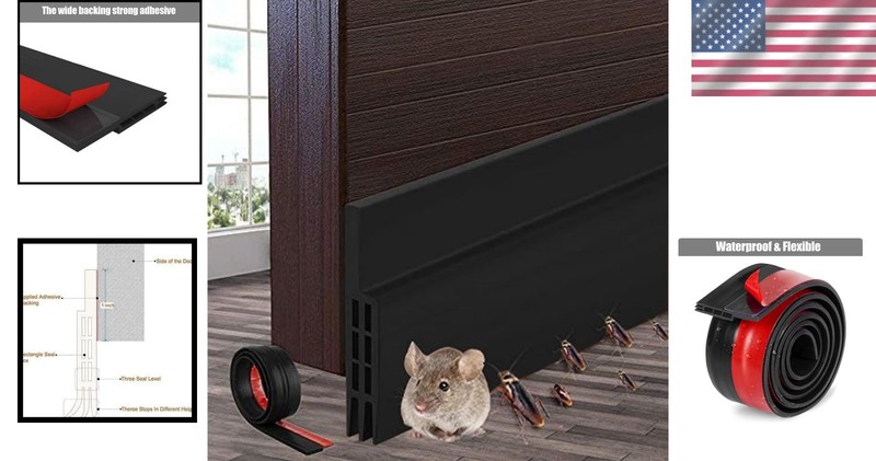 Efficient Door Draft Stopper - Soundproof & Energy-Efficient, 2" x 39", Black gallery
