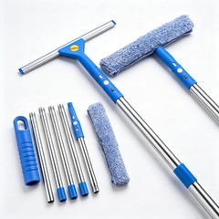 Professional Window Cleaning kit, 2-in-1 Window Squeegee with 78″ Extension