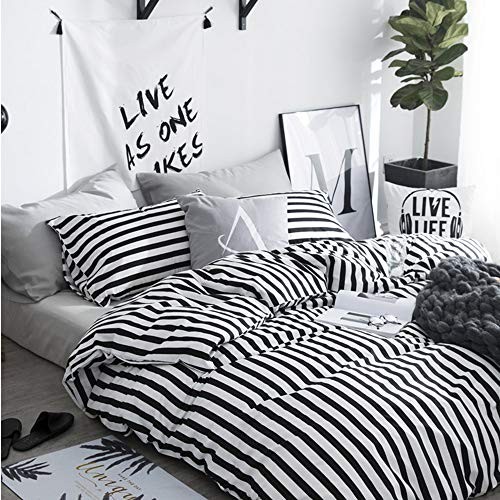 Striped Size Comforter Set 3Pcs Black and White King Black White Striped gallery