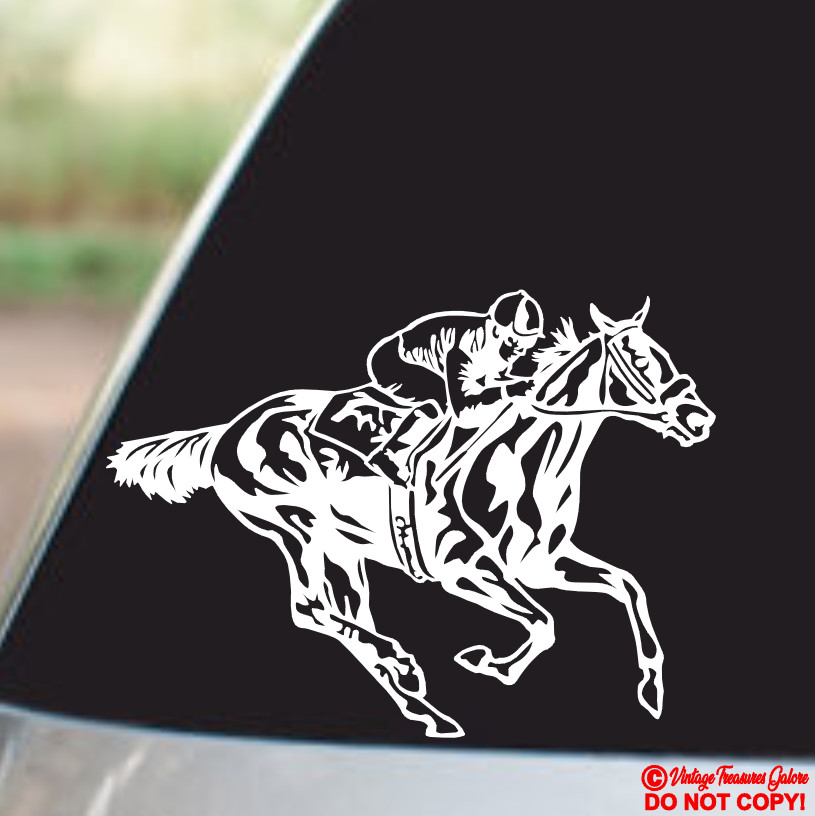 HORSE RACING THOROUGHBRED RUNNING Vinyl Decal Sticker Car Window Wall Bumper gallery