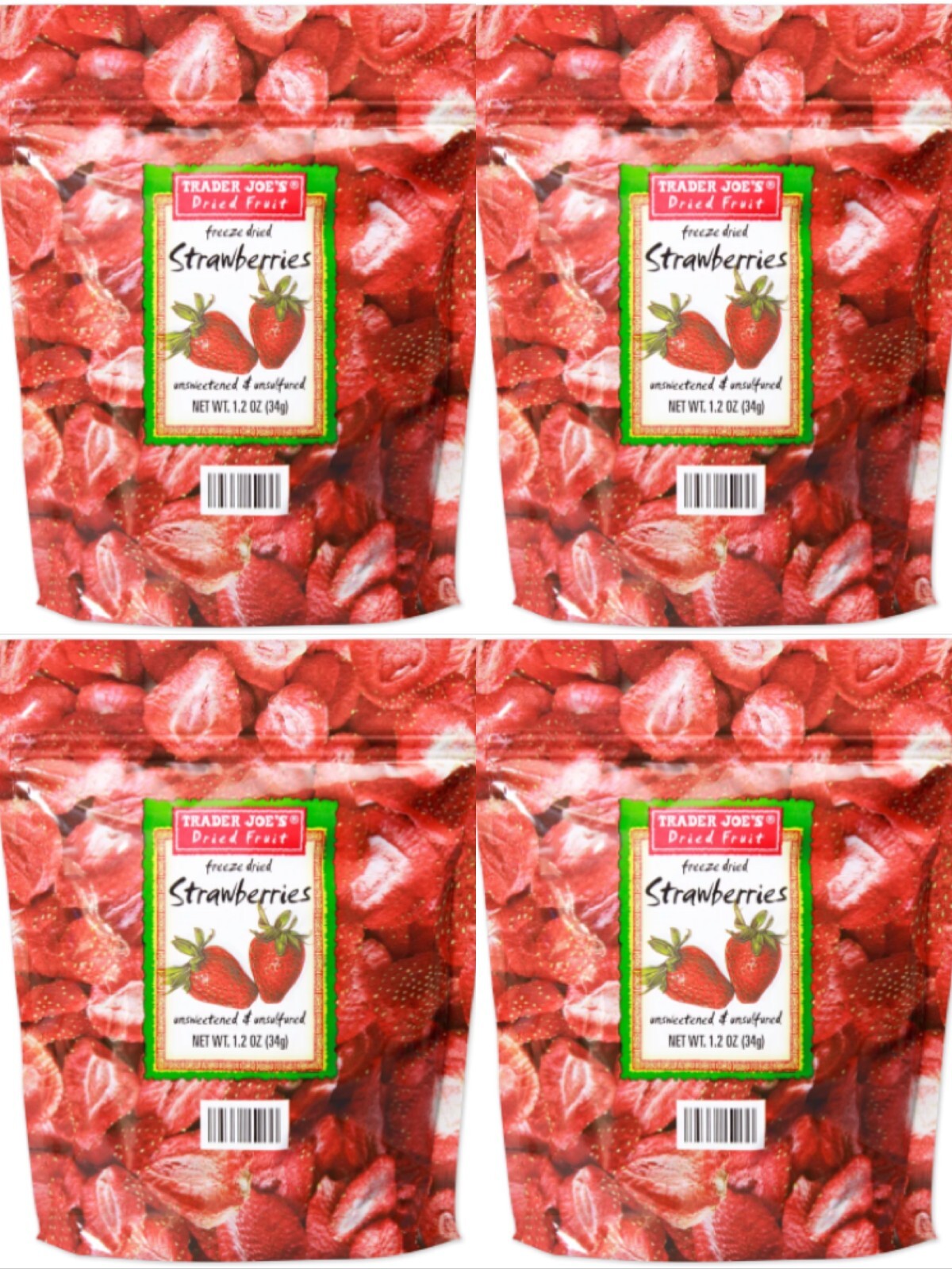 4 Packs Trader Joe's Freeze Dried Strawberries Unsweetened Unsulfured 1.2oz Each gallery