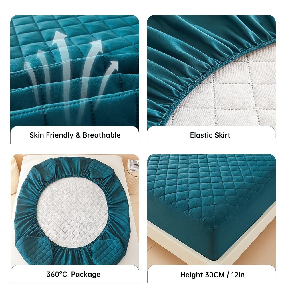 Waterproof Quilted Mattress Protector Breathable Fitted Bed Cover Pad 9-14" Deep gallery