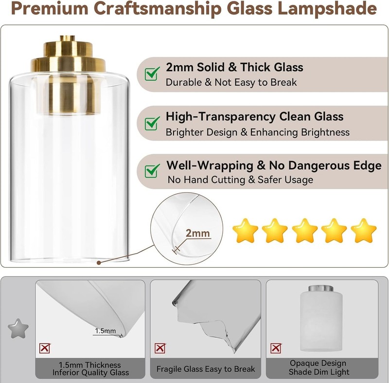 Versatile Modern Vanity Light Fixture - 4-Light Brushed Gold with Clear Shades gallery