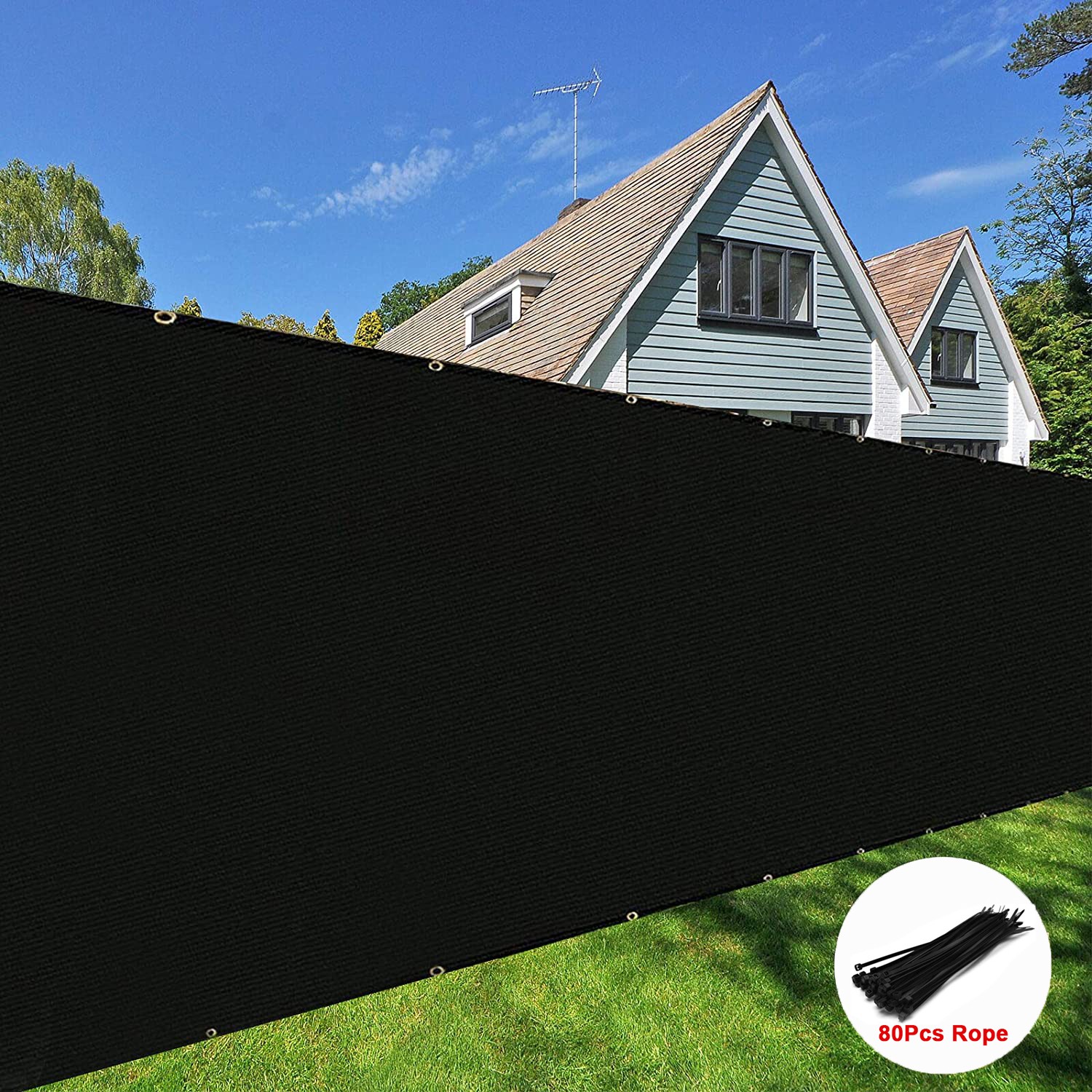 Outdoor Privacy Mesh Fence Screen Cover 4ft 5ft 6ft 8ft Tall Zip-Ties Included gallery