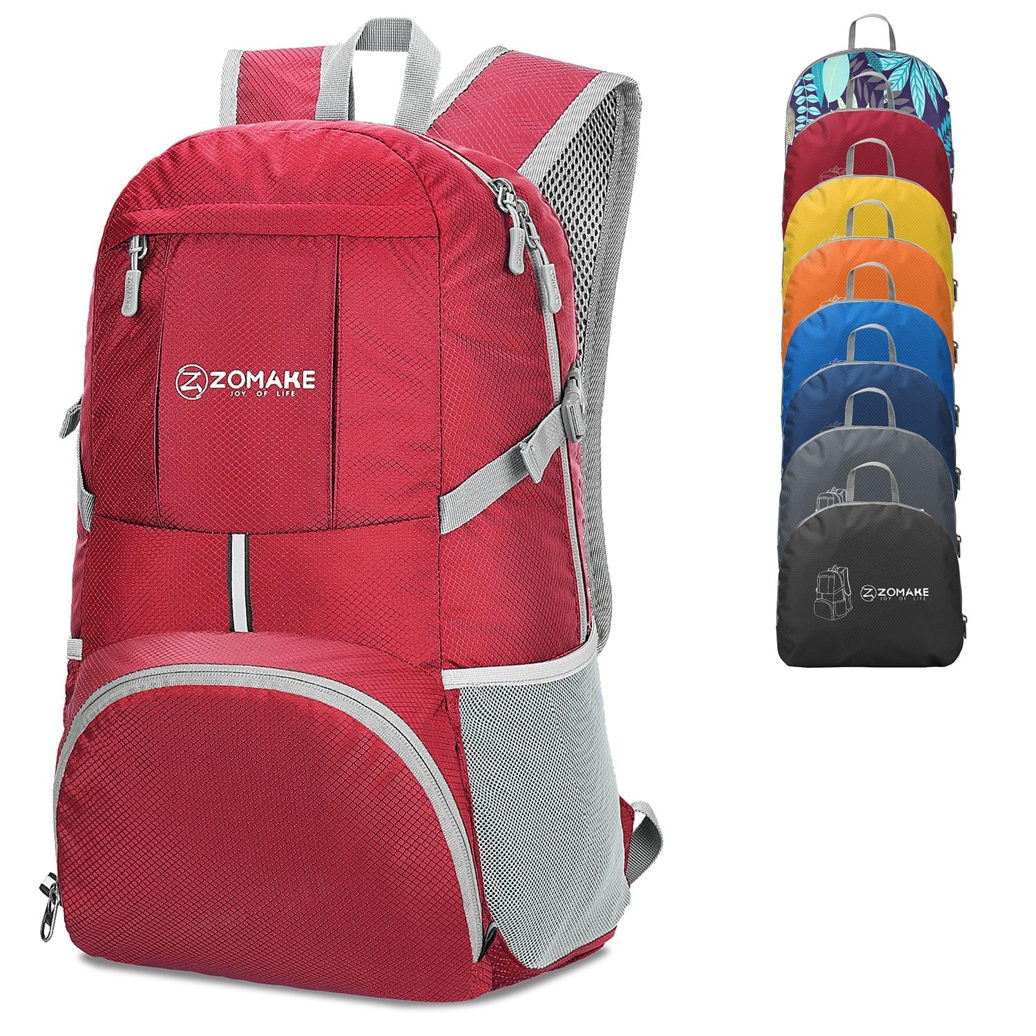 Lightweight Packable Backpack 35L Foldable Water Resistant Hiking Bag Red