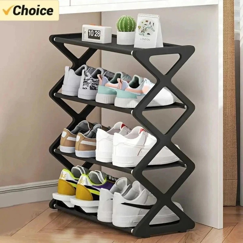4 Tier Shoe Rack, Narrow Stackable Shoe Storage Organizer Shelf gallery