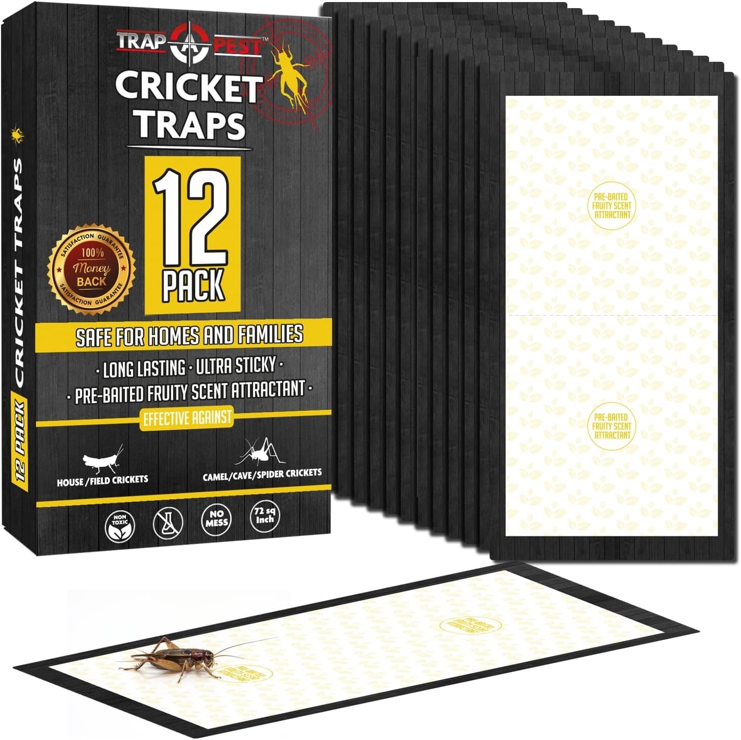 Cricket Traps Indoor (12 Traps) Extra Large Bug Sticky Traps - Non-Toxic Extra S gallery