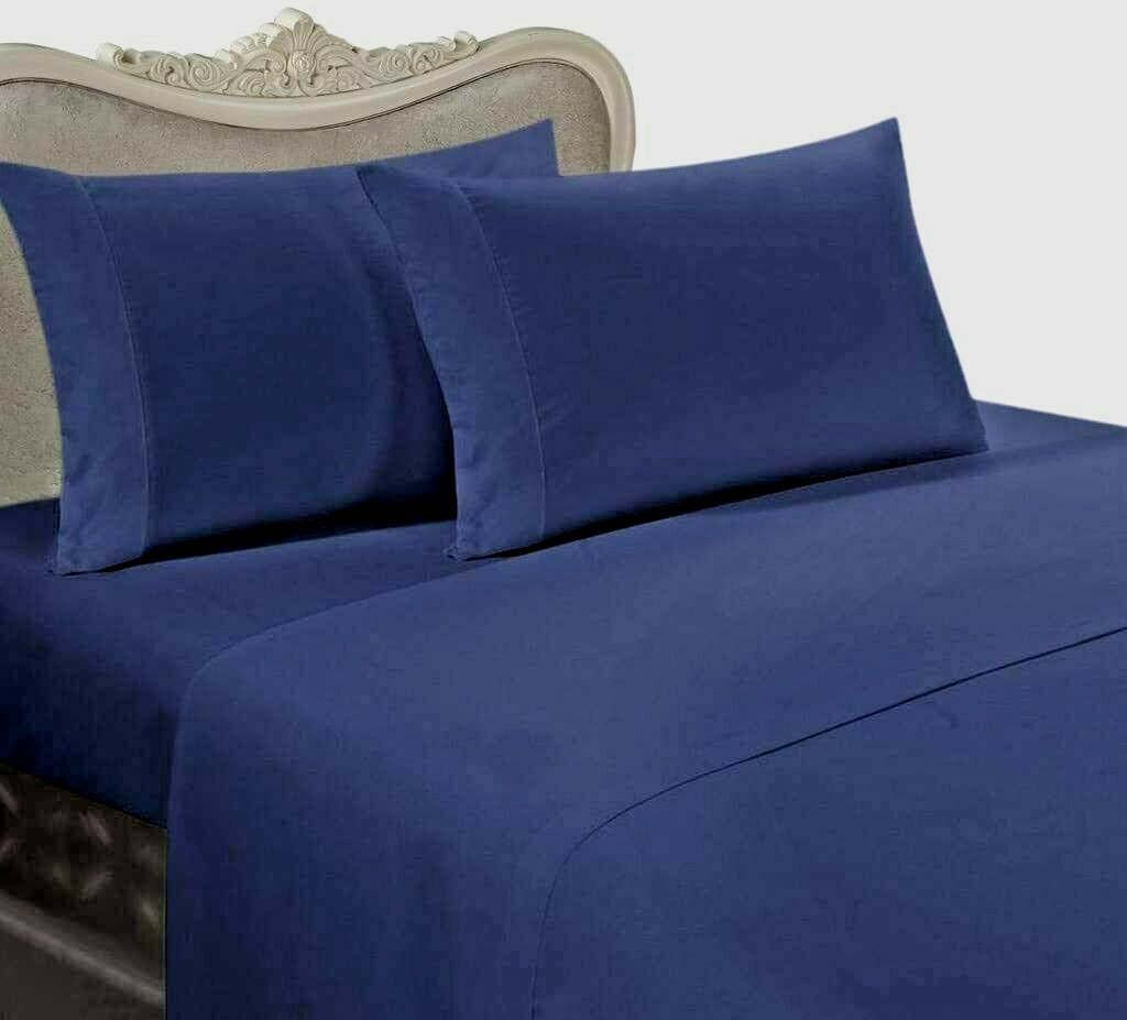 4 Piece Solid Sheet Set 650 TC Cotton Super Elasticated Deep Pocket 16" & 22" in gallery