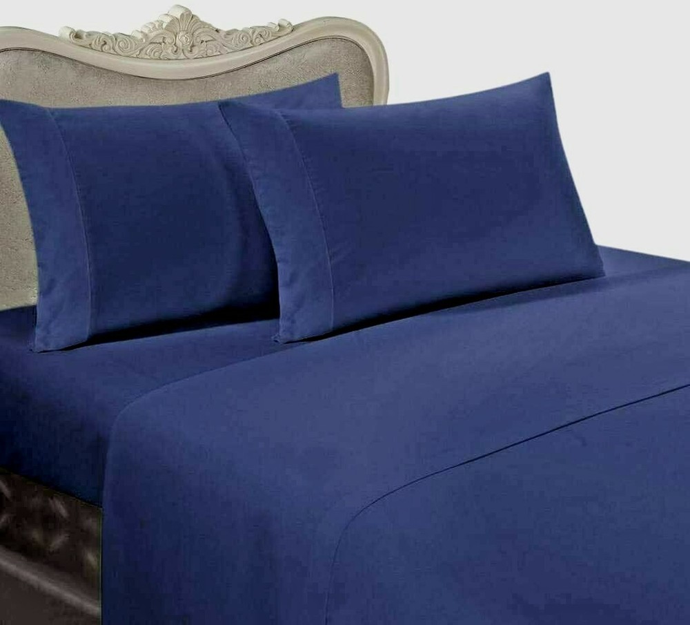 4 Piece Solid Sheet Set 650 TC Cotton Super Elasticated Deep Pocket 16" & 22" in