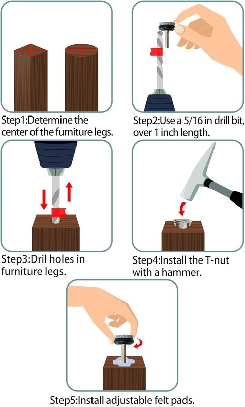 Durable Adjustable Levelers for Tables & Chairs - Protect Your Floors, 12 Pack gallery
