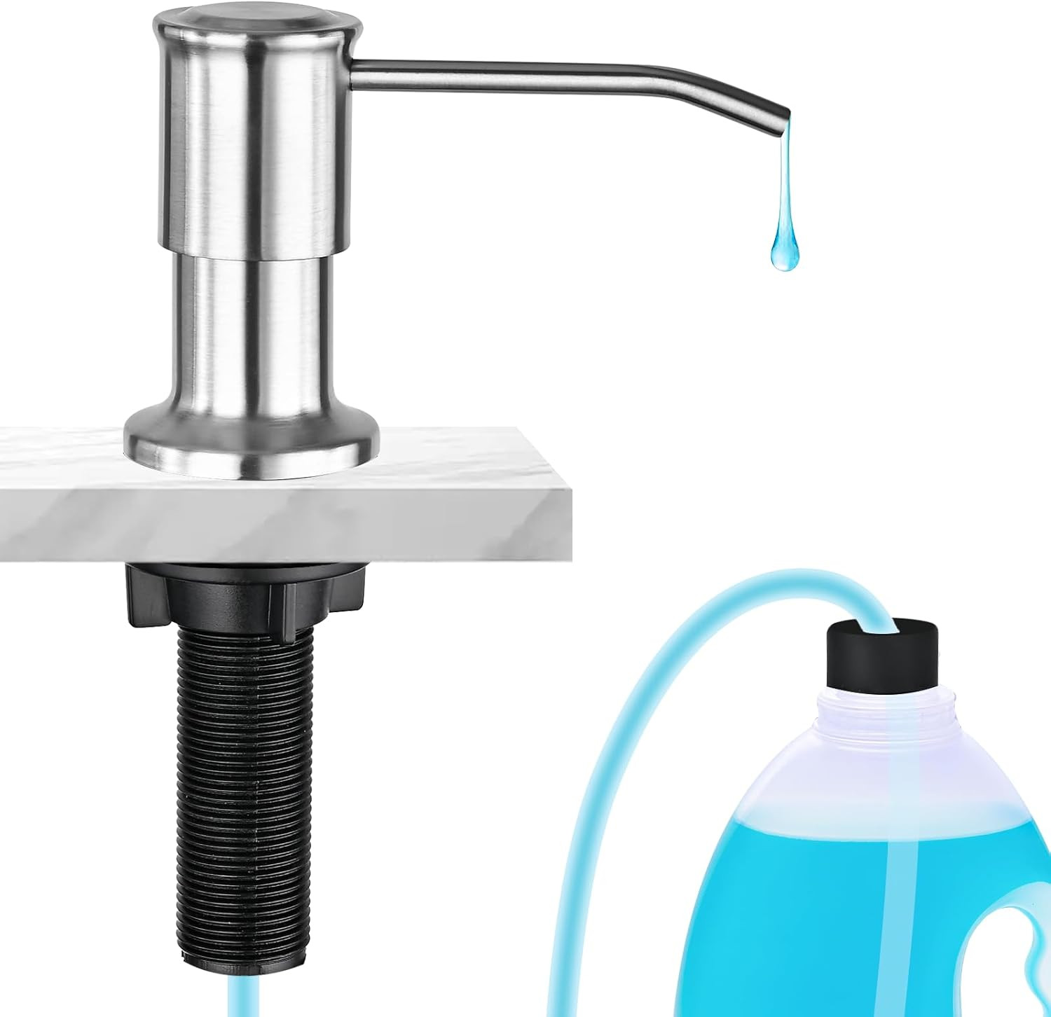 Kitchen Sink Soap Dispenser, Brushed Nickel, with 47" Extension Tube Kit gallery
