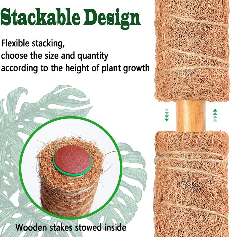 2 Pack 17 Inch Moss Pole Stackable Moss Poles for Climbing Plants Monstera Tall gallery