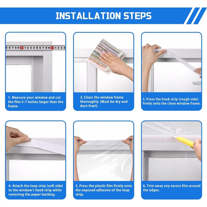 Heavy Duty Window Insulation Kit for Winter - 75 in x 79 in Clear Plastic 180... gallery