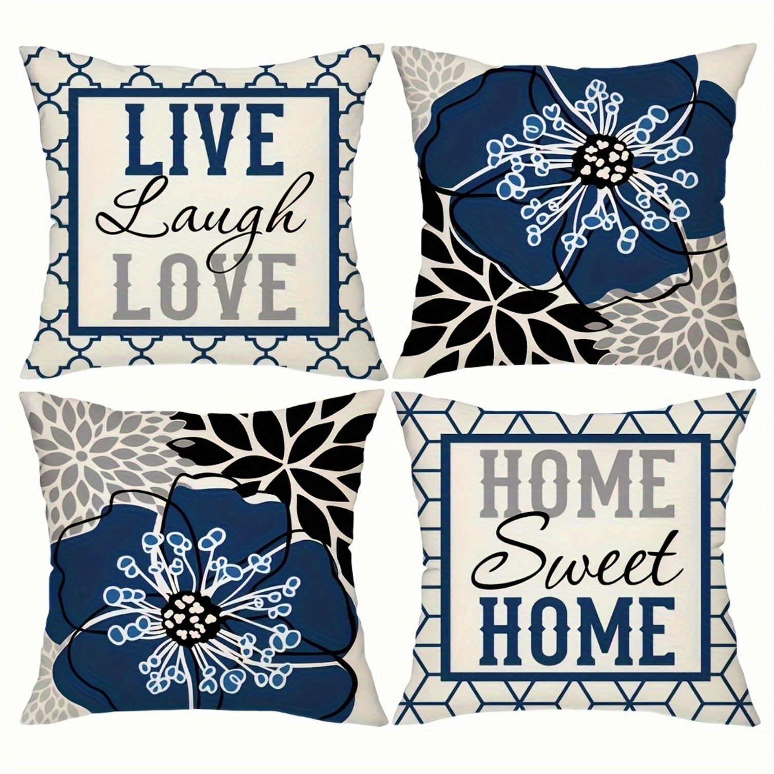 4 Pcs Luxury Geometric Floral Pattern Pillowcase Without Filling 18x18 Inch gallery