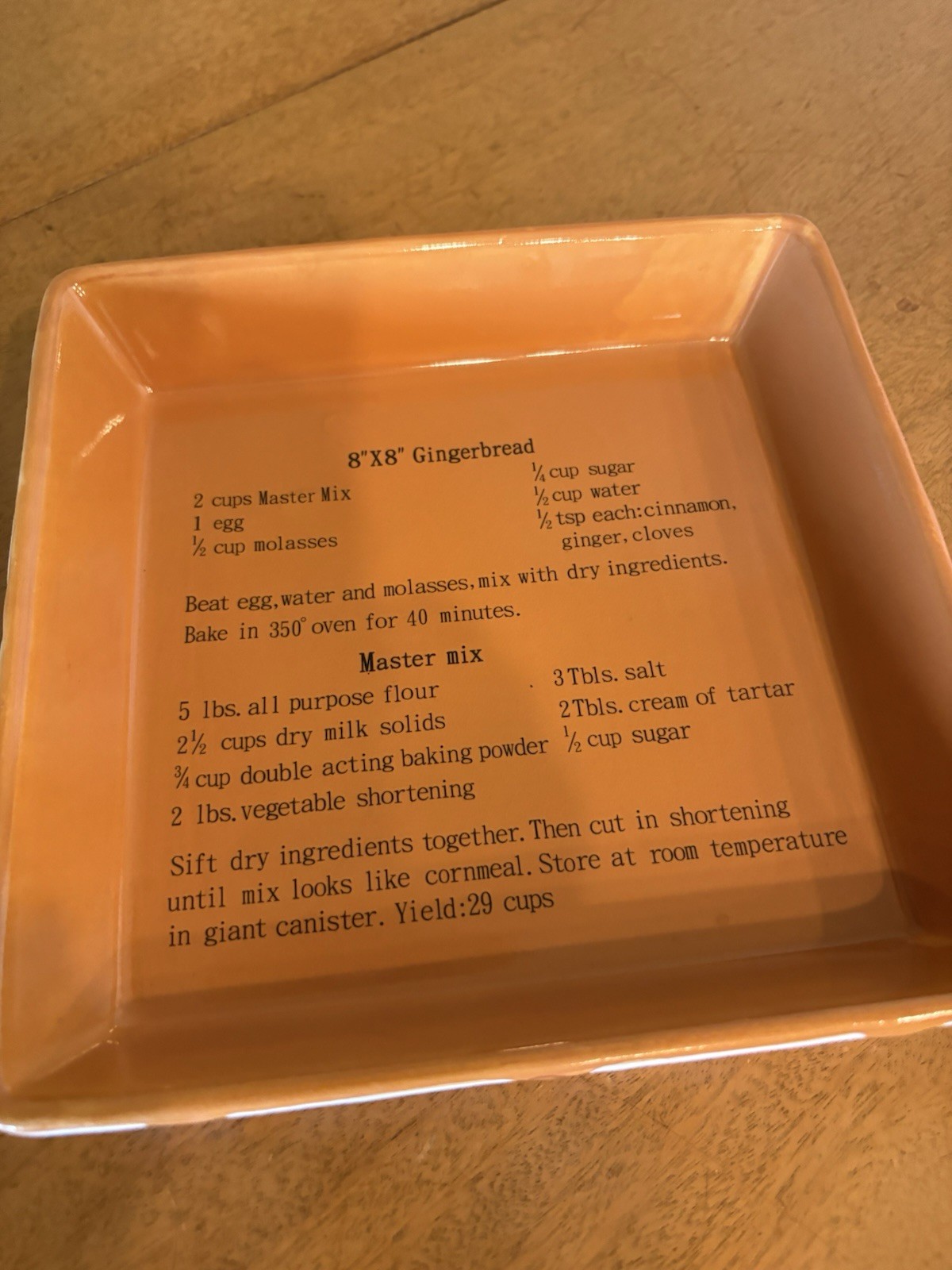 Gingerbread Recipe Baking Dish 8" x 8" Ceramic Home Interiors HOMCO Christmas gallery