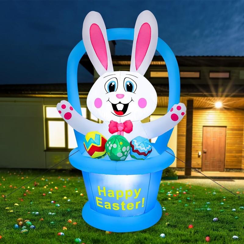 5 Ft Easter Inflatables Decorations - LED Light-Up Outdoor Decor for Garden Part gallery